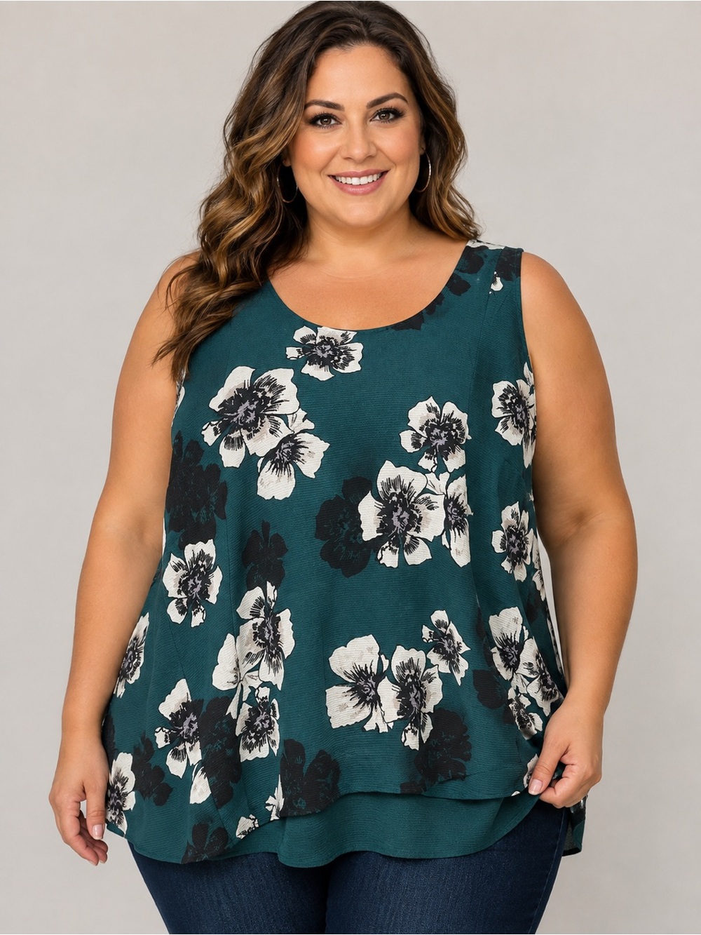 Ricki’s Floral Layered Sleeveless Blouse – Women’s XXL